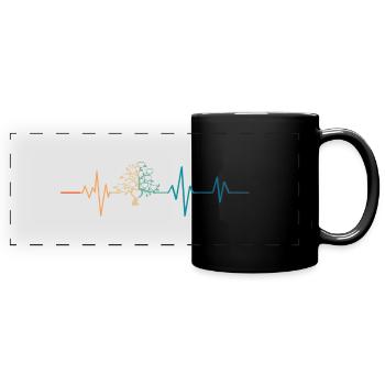 Heartbeat Retro Family Tree - Full Colour Panoramic Mug - black - Front