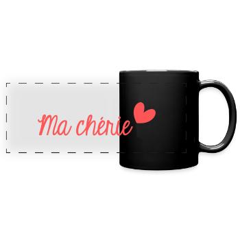 MA CHERIE. MON CHERI. CHERI. I LOVE YOU. MY LOVE. - Mug panoramique uni - noir - Devant