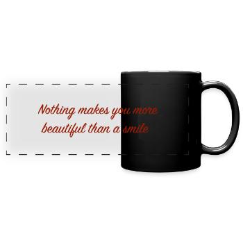 Nothing makes you more beautiful than a smile - Full Colour Panoramic Mug - black - Front