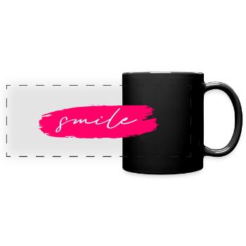 smile. - Panorama-Tasse farbig - Schwarz - Vorne
