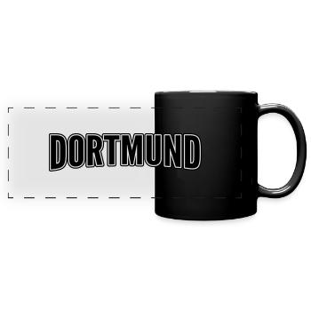Dortmund - Panorama-Tasse farbig - Schwarz - Vorne