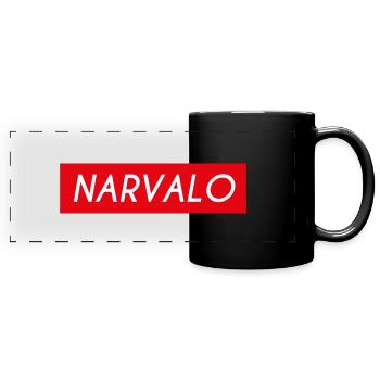 Narvalo logo rouge et blanc - Mug panoramique uni - noir - Devant