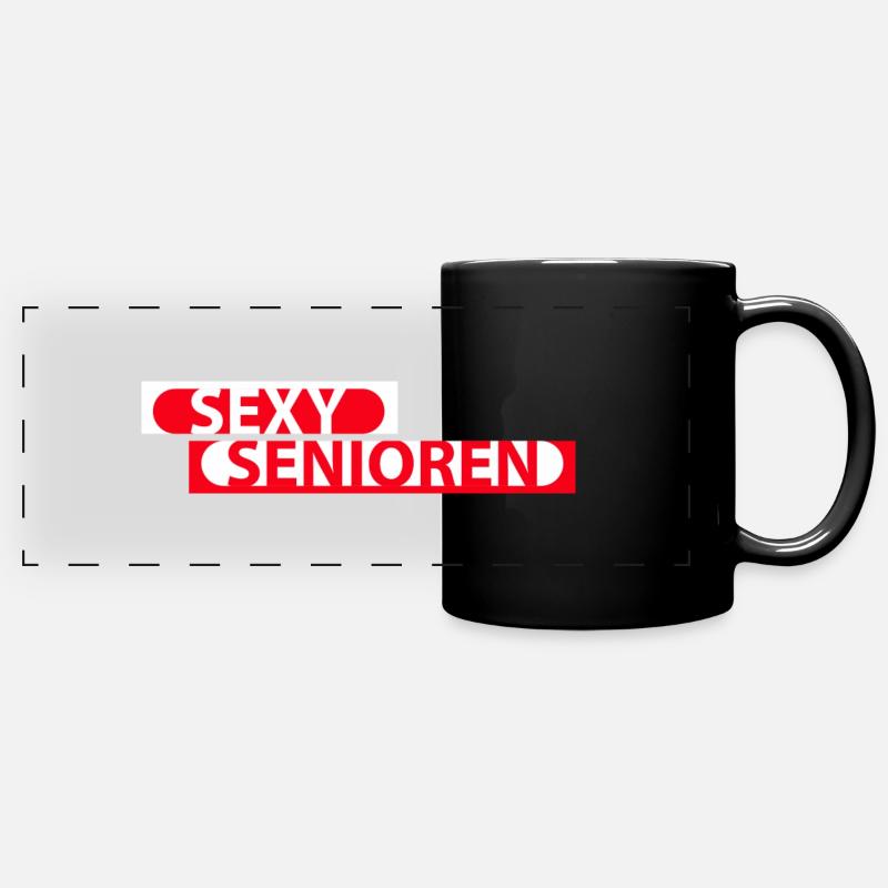 sexy senioren - Panorama-Tasse farbig - Schwarz