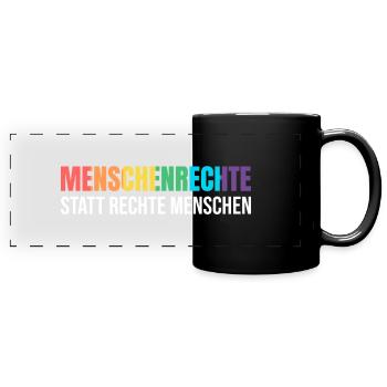 Menschenrechte Demonstration gegen Rechtstatt - Panorama-Tasse farbig - Schwarz - Vorne