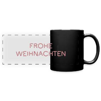 Frohe Weihnachten Schriftzug Zuckerstange - Panorama-Tasse farbig - Schwarz - Vorne