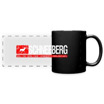 Schneeberg Wu de walder haamlich rauschen - Panorama-Tasse farbig - Schwarz - Vorne