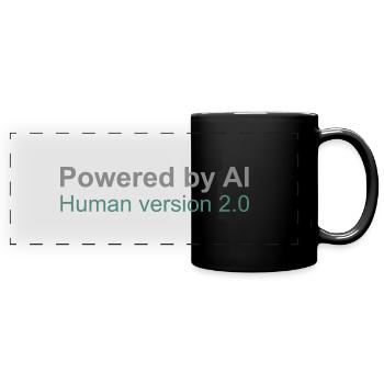 Powered by AI: Human version 2.0 - Full Colour Panoramic Mug - black - Front