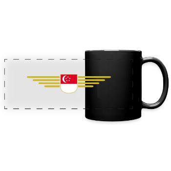 Singapur Fan Outfit Design T Shirt - Panorama-Tasse farbig - Schwarz - Vorne