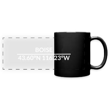 Coordonnées de Boise, Idaho, États-Unis - Mug panoramique uni - noir - Devant