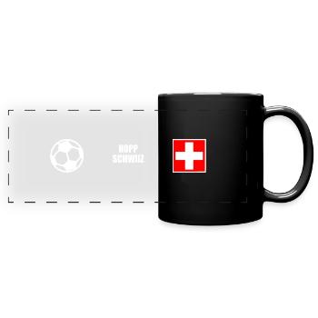 Schweiz - Panorama-Tasse farbig - Schwarz - Vorne