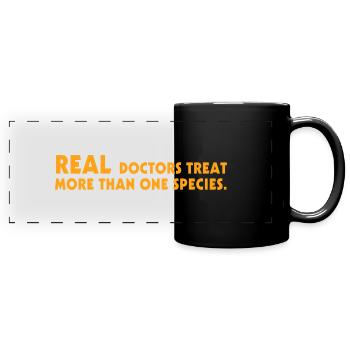 Sprechstunde Real Doctors orange - Panorama-Tasse farbig - Schwarz - Vorne