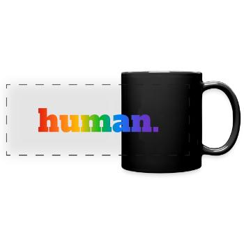 Menschlicher Regenbogen - Panorama-Tasse farbig - Schwarz - Vorne