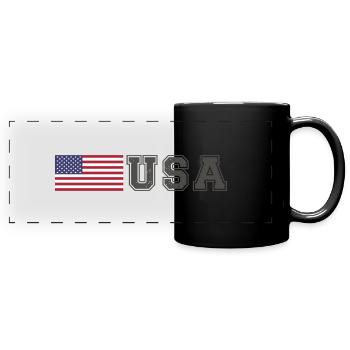 ÉQUIPE États-Unis Drapeau américain devant la police de caractères - Mug panoramique uni - noir - Devant