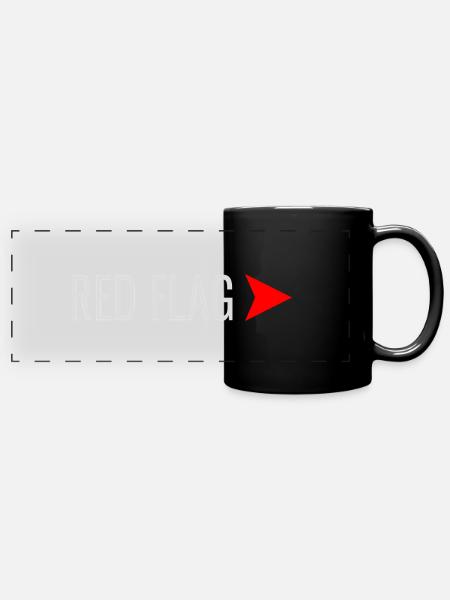 RED FLAG Beziehungszeichen - Panorama-Tasse farbig - Schwarz