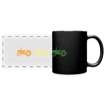 Traktor Traktorfahrer Landwirt Acker Trecker - Panorama-Tasse farbig - Schwarz - Vorne