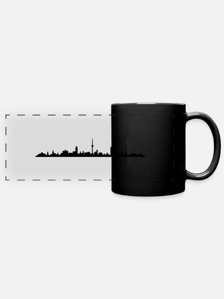 Skyline - Stuttgart - Panorama-Tasse farbig - Schwarz