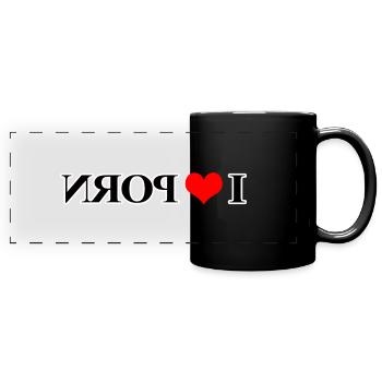 Texte porno en miroir - Mug panoramique uni - noir - Devant