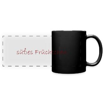 süßes Früchtchen - Panorama-Tasse farbig - Schwarz - Vorne