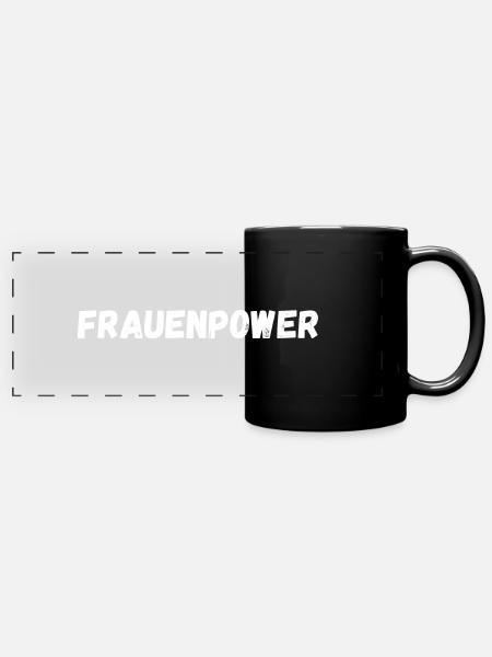 Frauenpower - Panorama-Tasse farbig - Schwarz