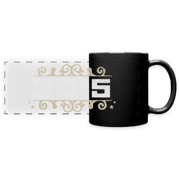 Jahrgang 2015 Retro Geburtstag 2015 Vintage 2015 - Panorama-Tasse farbig - Schwarz - Vorne