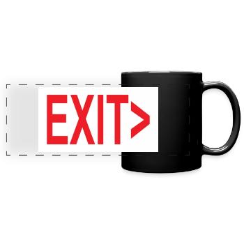 Exit / Ausgang / Notausgang - Panorama-Tasse farbig - Schwarz - Vorne