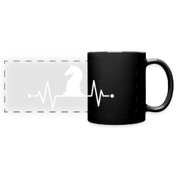 Schach Herzschlag - Panorama-Tasse farbig - Schwarz - Vorne