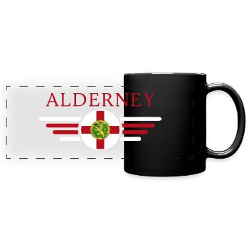 J’aime Aurigny, T-shirt design de style élégance - Mug panoramique uni - noir - Devant