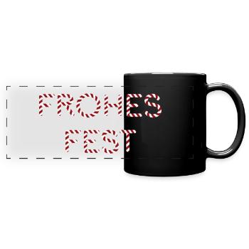 Frohes Fest Schriftzug Zuckerstange - Panorama-Tasse farbig - Schwarz - Vorne
