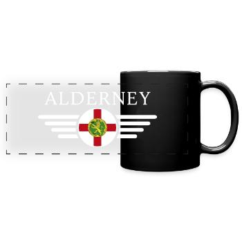 J’aime Aurigny, T-shirt design de style élégance - Mug panoramique uni - noir - Devant
