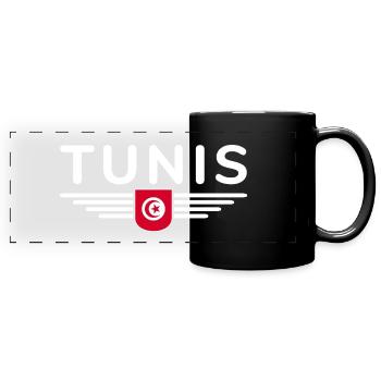 Tunis Design – Für Hauptstadtliebhaber - Panorama-Tasse farbig - Schwarz - Vorne