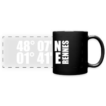 Coordonnées de Rennes - Mug panoramique uni - noir - Devant