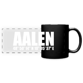 Aalen Koordinaten - Panorama-Tasse farbig - Schwarz - Vorne