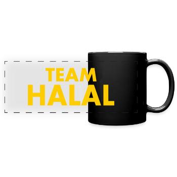 Team halal - Panorama-Tasse farbig - Schwarz - Vorne