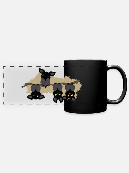 Fledermaus andersrum - Panorama-Tasse farbig - Schwarz