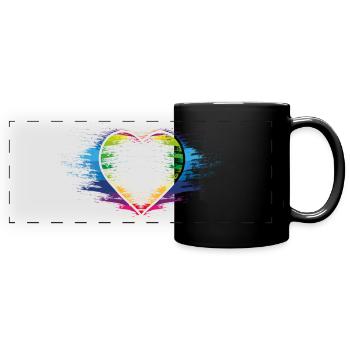 Regenbogen Herz - Panorama-Tasse farbig - Schwarz - Vorne