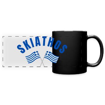 Skiathos Crossed Greek Flags - Full Colour Panoramic Mug - black - Front