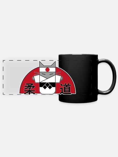 judo katze - Panorama-Tasse farbig - Schwarz