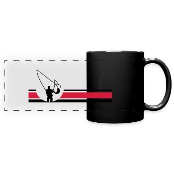Fliegenfischen - Panorama-Tasse farbig - Schwarz - Vorne