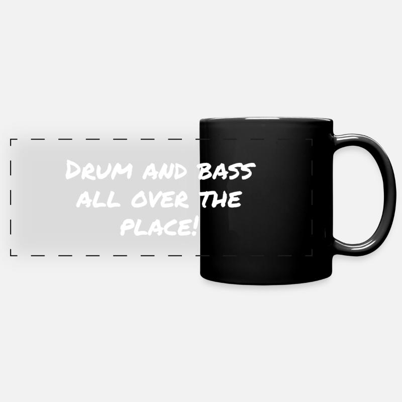Drum and bass all over the place - Full Colour Panoramic Mug - black