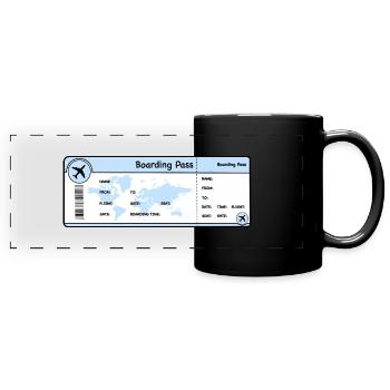 Flugticket - Boarding Pass - Panorama-Tasse farbig - Schwarz - Vorne