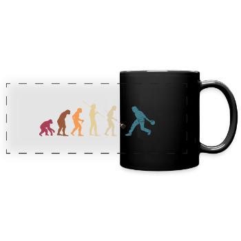 Lustiges Bowling Kegeln Evolution Geschenk - Panorama-Tasse farbig - Schwarz - Vorne