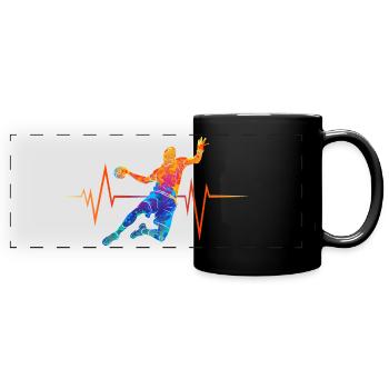 Handball. Battement. L’amour du sport. - Mug panoramique uni - noir - Devant