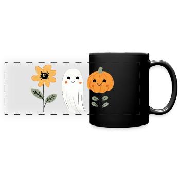 Mignon Enfants Halloween Adorable Citrouille, Fantôme - Mug panoramique uni - noir - Devant