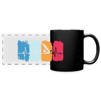 Windsurfen retro herzschlag windsurfer - Panorama-Tasse farbig - Schwarz - Vorne