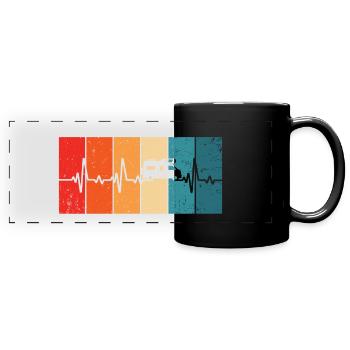 Camping retro heartbeat motorhome campsite - Full Colour Panoramic Mug - black - Front