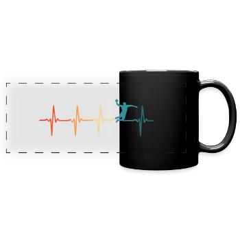Vintage handball heartbeat handball player - Full Colour Panoramic Mug - black - Front