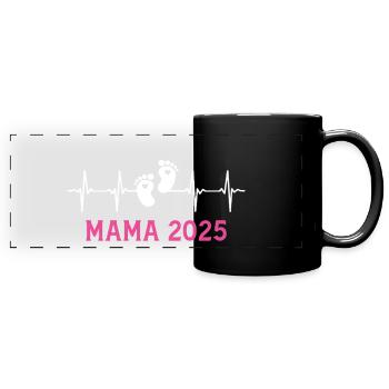 Mama 2025 Herzschlag Werdende Mutter - Panorama-Tasse farbig - Schwarz - Vorne