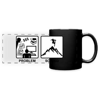 Problem Solved - Skiing - Full Colour Panoramic Mug - black - Front