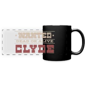 Bonnie and Clyde Wanted dead or alive Clyde - Full Colour Panoramic Mug - black - Front