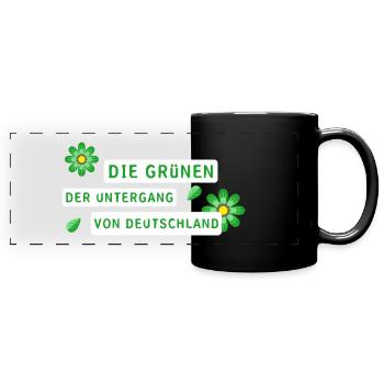 Deutschland die Grünen - Panorama-Tasse farbig - Schwarz - Vorne